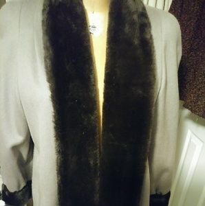 Women's light cream co coat with fur collar size L